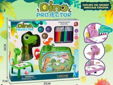 Дъска за рисуване с проектор за проектиране на картинки и плот за рисуване с 12 фулмастеря  Делфинче  със крака 35х30х7